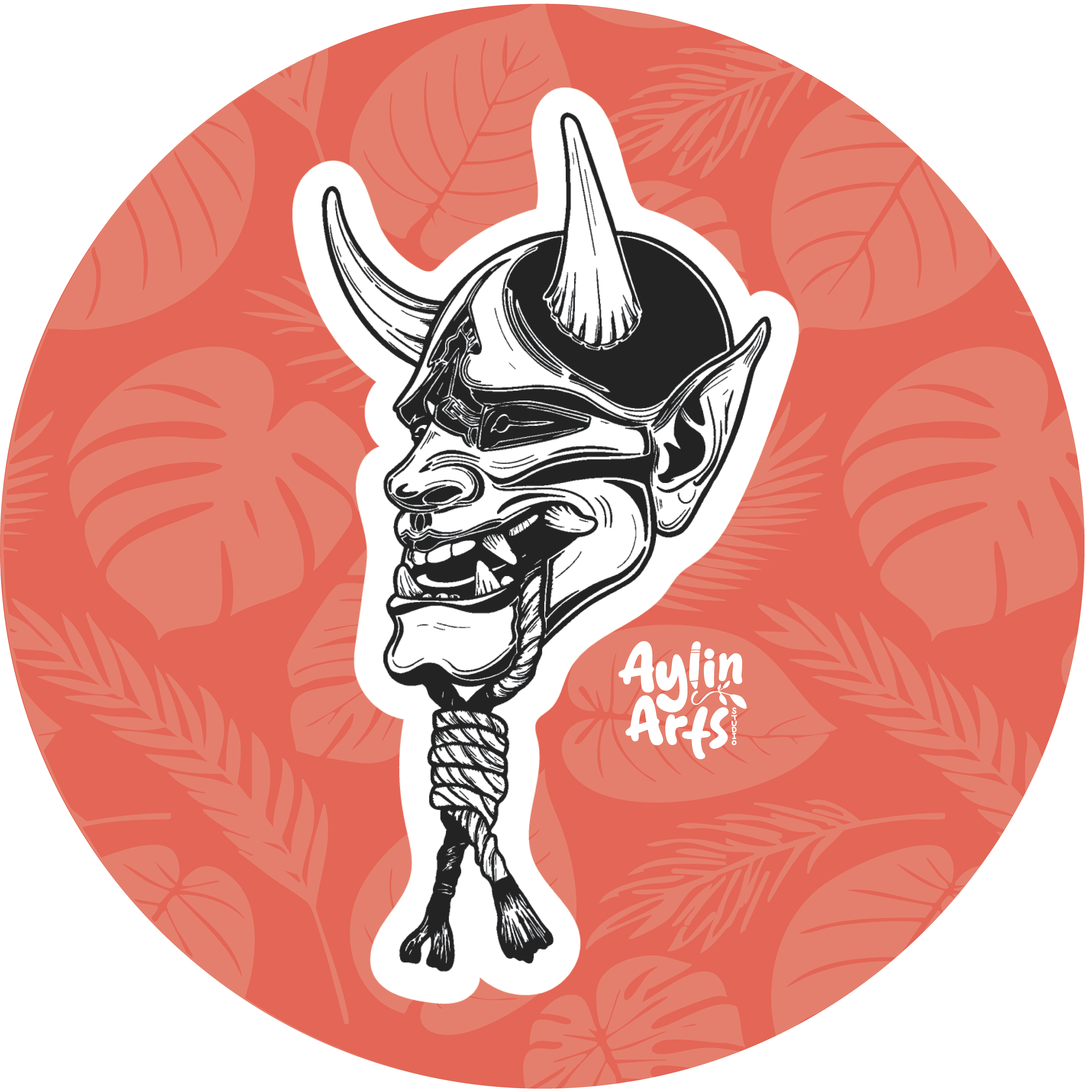 Oni Mask Matte Vinyl Sticker Aylin Arts Studio oni-mask-matte-vinyl-sticker-aylin-arts-studio